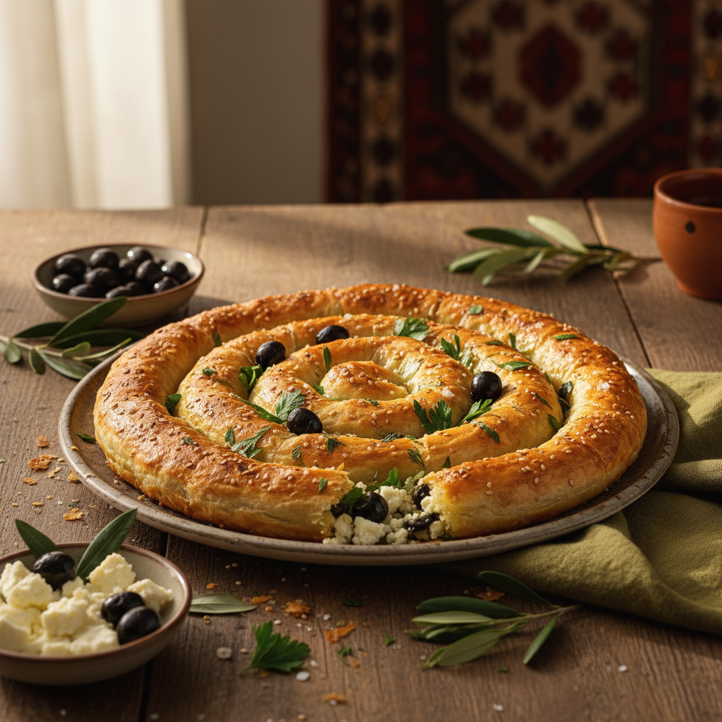 Recette : Börek croustillant au fromage Ezine et olives noires