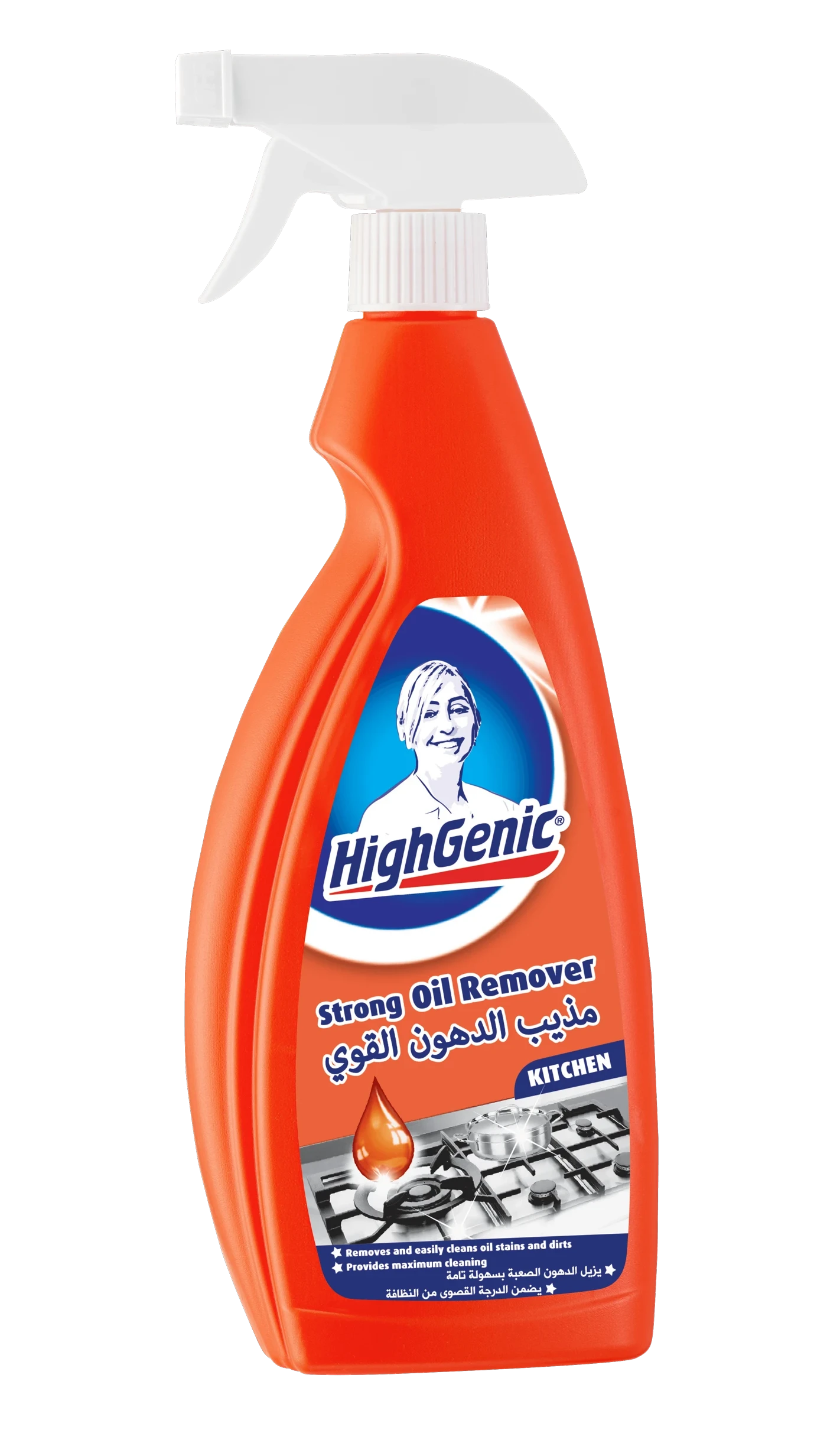 Photo produit — STRONG OIL REMOVER (KITCHEN) — 750 mL — HIGHGENIC Nettoyants surfaces spray en gros — Aïntab Gross