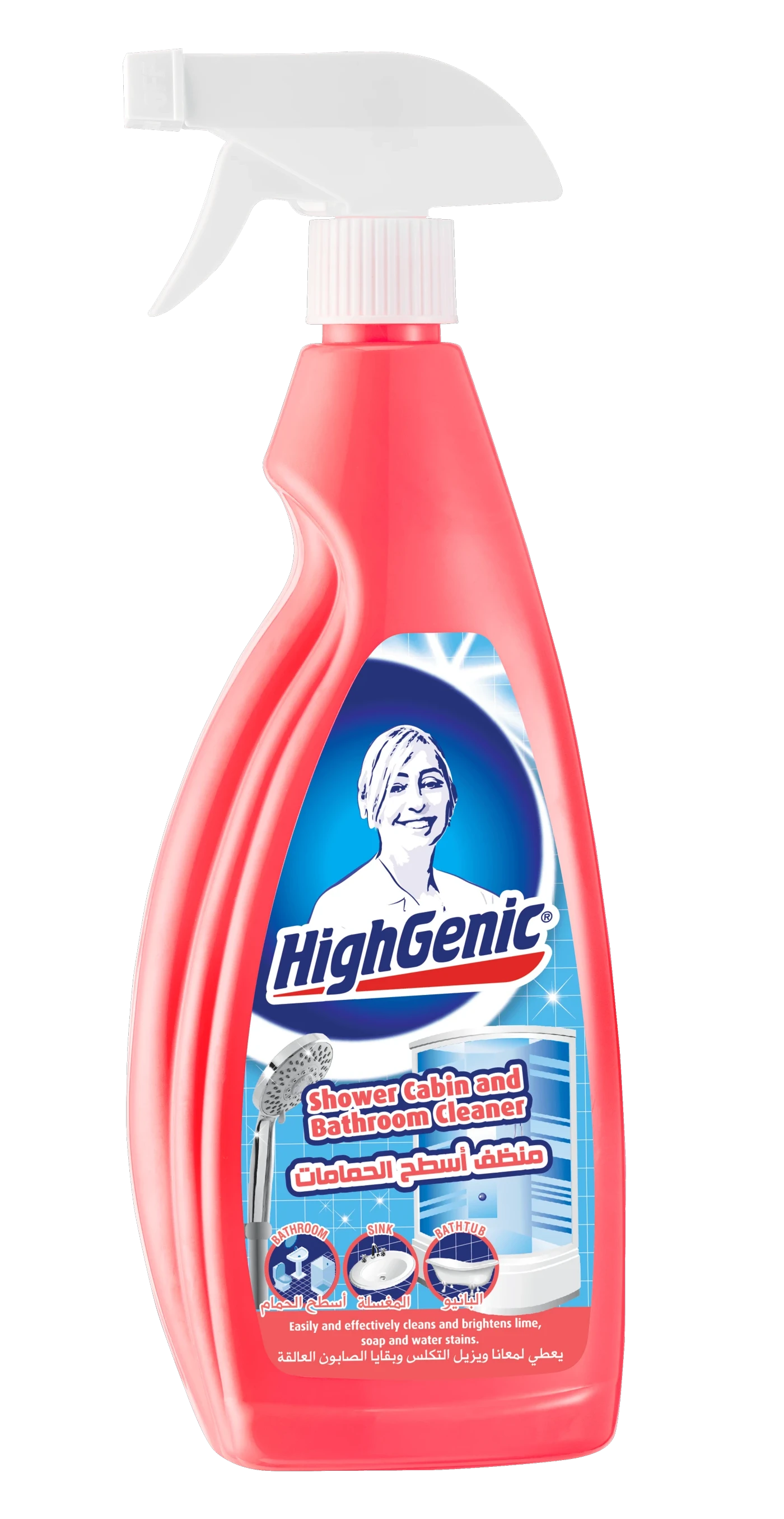 Photo produit — SHOWER CABIN AND BATHROOM CLEANER — 750 mL — HIGHGENIC Nettoyants surfaces spray en gros — Aïntab Gross