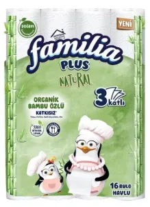 Photo produit — FAMILIA PLUS NATURAL PENGUIN TOWEL 16*3 — HAYAT KİMYA Essuie-tout en gros — Aïntab Gross