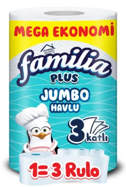 Photo produit — FAMILIA PLUS 1-3 JUMBO TOWEL 1 *15 — HAYAT KİMYA Essuie-tout en gros — Aïntab Gross