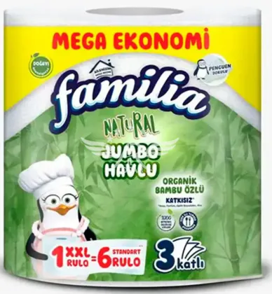 Photo produit — FAMILIA PLUS 1-6 JUMBO TOWEL 1 *6 — HAYAT KİMYA Essuie-tout en gros — Aïntab Gross