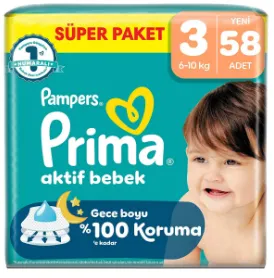 Photo produit — PRIMA AB SUPER PACK SIZE : 3 58PCS *2 — PG Couches bébé en gros — Aïntab Gross