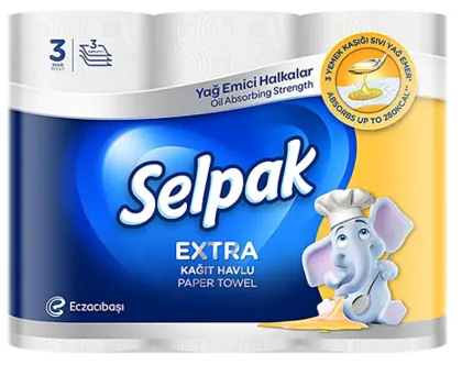 Photo produit — SELPAK OIL ABSORBING TOWELS 3-PACK NEW *12 — ECZACIBAŞI Essuie-tout en gros — Aïntab Gross