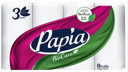 Photo produit — PAPIA TOWEL PAPER BIO 8-PACK *3 — HAYAT KİMYA Essuie-tout en gros — Aïntab Gross